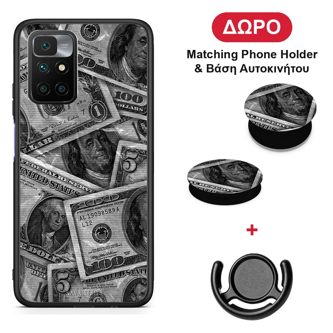 Money Dollars - Xiaomi Redmi 10 θήκη + Δώρο Phone Holder & Βάση Αυτοκινήτου