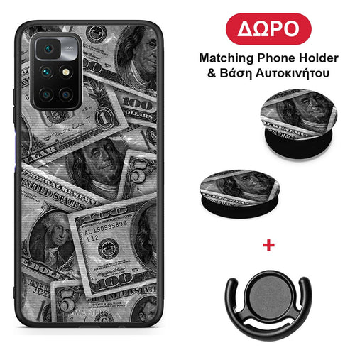 Money Dollars - Xiaomi Redmi 10 θήκη + Δώρο Phone Holder & Βάση Αυτοκινήτου