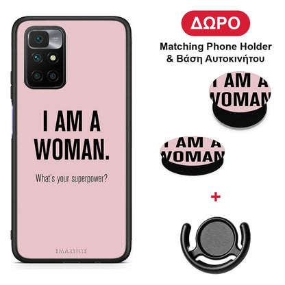 Superpower Woman - Xiaomi Redmi 10 θήκη + Δώρο Phone Holder & Βάση Αυτοκινήτου
