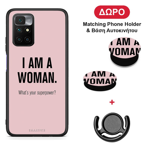 Superpower Woman - Xiaomi Redmi 10 θήκη + Δώρο Phone Holder & Βάση Αυτοκινήτου