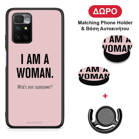 Superpower Woman - Xiaomi Redmi 10 θήκη + Δώρο Phone Holder & Βάση Αυτοκινήτου