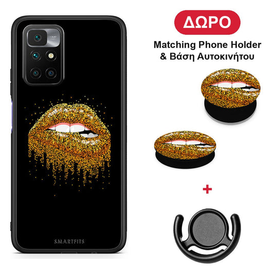 Valentine Golden - Xiaomi Redmi 10 θήκη + Δώρο Phone Holder & Βάση Αυτοκινήτου