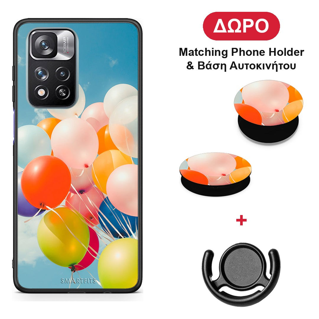 Colorful Balloons - Xiaomi Redmi Note 11 Pro+ 5G θήκη + Δώρο Phone Holder & Βάση Αυτοκινήτου