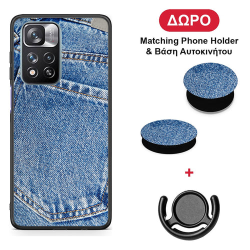 Jeans Pocket - Xiaomi Redmi Note 11 Pro+ 5G θήκη + Δώρο Phone Holder & Βάση Αυτοκινήτου
