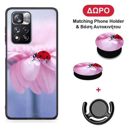 Ladybug Flower - Xiaomi Redmi Note 11 Pro+ 5G θήκη + Δώρο Phone Holder & Βάση Αυτοκινήτου