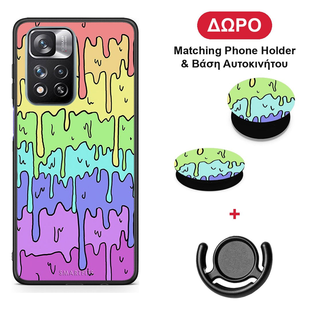 Melting Rainbow - Xiaomi Redmi Note 11 Pro+ 5G θήκη + Δώρο Phone Holder & Βάση Αυτοκινήτου