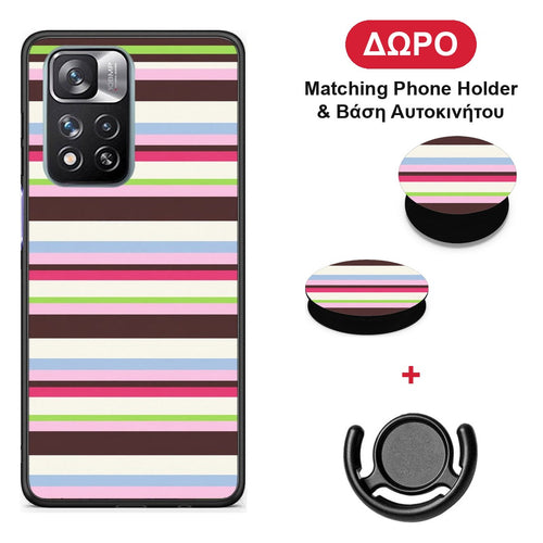 Multicolour Horizontal Stripes - Xiaomi Redmi Note 11 Pro+ 5G θήκη + Δώρο Phone Holder & Βάση Αυτοκινήτου