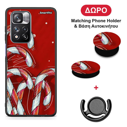Candy Cane - Xiaomi Redmi Note 11 Pro+ 5G θήκη + Δώρο Phone Holder & Βάση Αυτοκινήτου