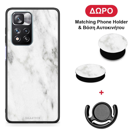 Marble White - Xiaomi Redmi Note 11 Pro+ 5G θήκη + Δώρο Phone Holder & Βάση Αυτοκινήτου