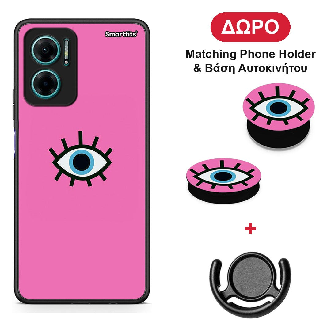Blue Eye Pink - Xiaomi Redmi Note 11E θήκη + Δώρο Phone Holder & Βάση Αυτοκινήτου
