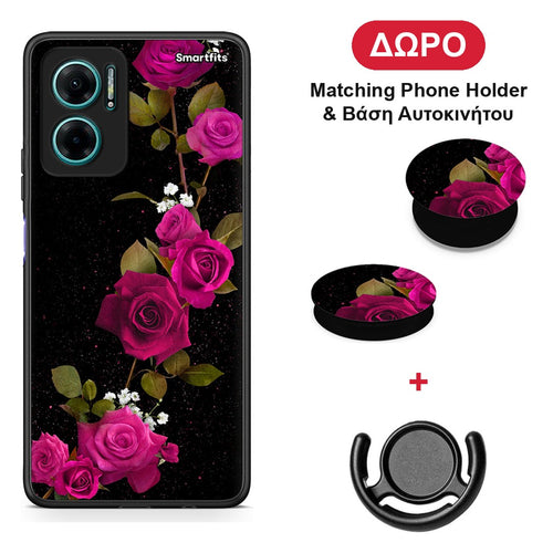 Flower Red Roses - Xiaomi Redmi Note 11E θήκη + Δώρο Phone Holder & Βάση Αυτοκινήτου
