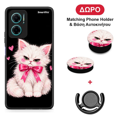 Grumpy Party Kitten on Black - Xiaomi Redmi Note 11E θήκη + Δώρο Phone Holder & Βάση Αυτοκινήτου