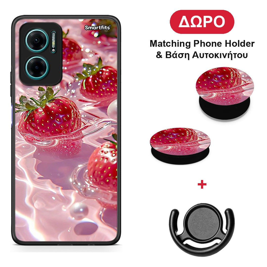 Juicy Strawberries - Xiaomi Redmi Note 11E θήκη + Δώρο Phone Holder & Βάση Αυτοκινήτου