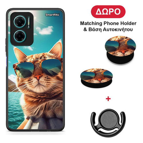 Summer Cat - Xiaomi Redmi Note 11E θήκη + Δώρο Phone Holder & Βάση Αυτοκινήτου