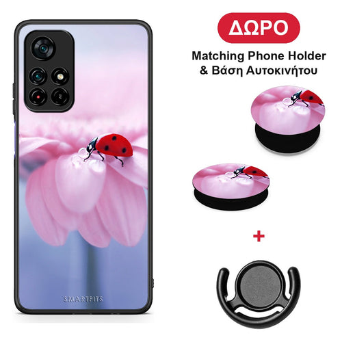 Ladybug Flower - Xiaomi Redmi Note 11S 5G θήκη + Δώρο Phone Holder & Βάση Αυτοκινήτου