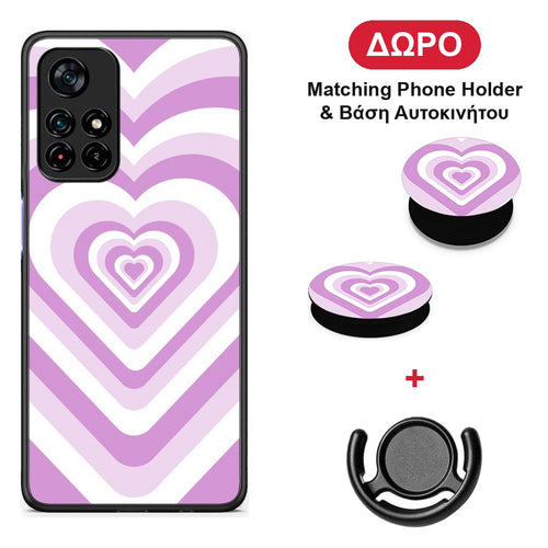 Lilac Hearts - Xiaomi Redmi Note 11S 5G θήκη + Δώρο Phone Holder & Βάση Αυτοκινήτου