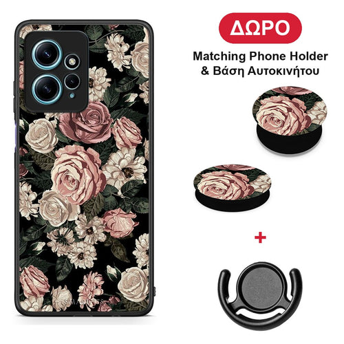 Flower Wild Roses - Xiaomi Redmi Note 12 4G θήκη + Δώρο Phone Holder & Βάση Αυτοκινήτου