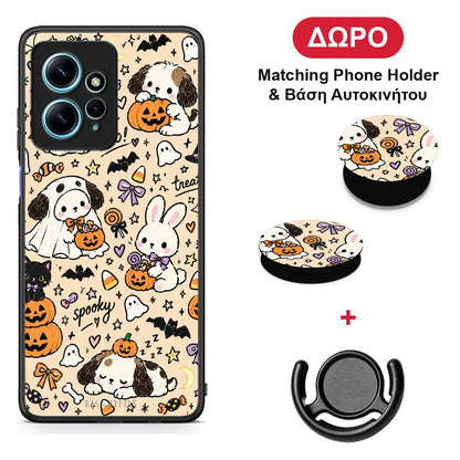 Halloween Puppies and Friends on Cream - Xiaomi Redmi Note 12 4G θήκη + Δώρο Phone Holder & Βάση Αυτοκινήτου