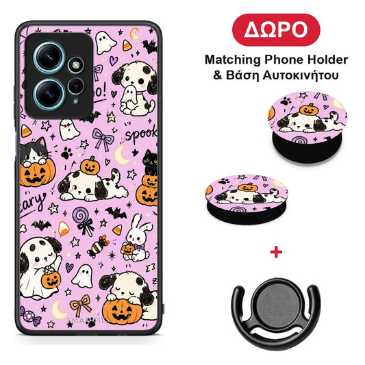 Halloween Puppies and Friends on Lilac - Xiaomi Redmi Note 12 4G θήκη + Δώρο Phone Holder & Βάση Αυτοκινήτου