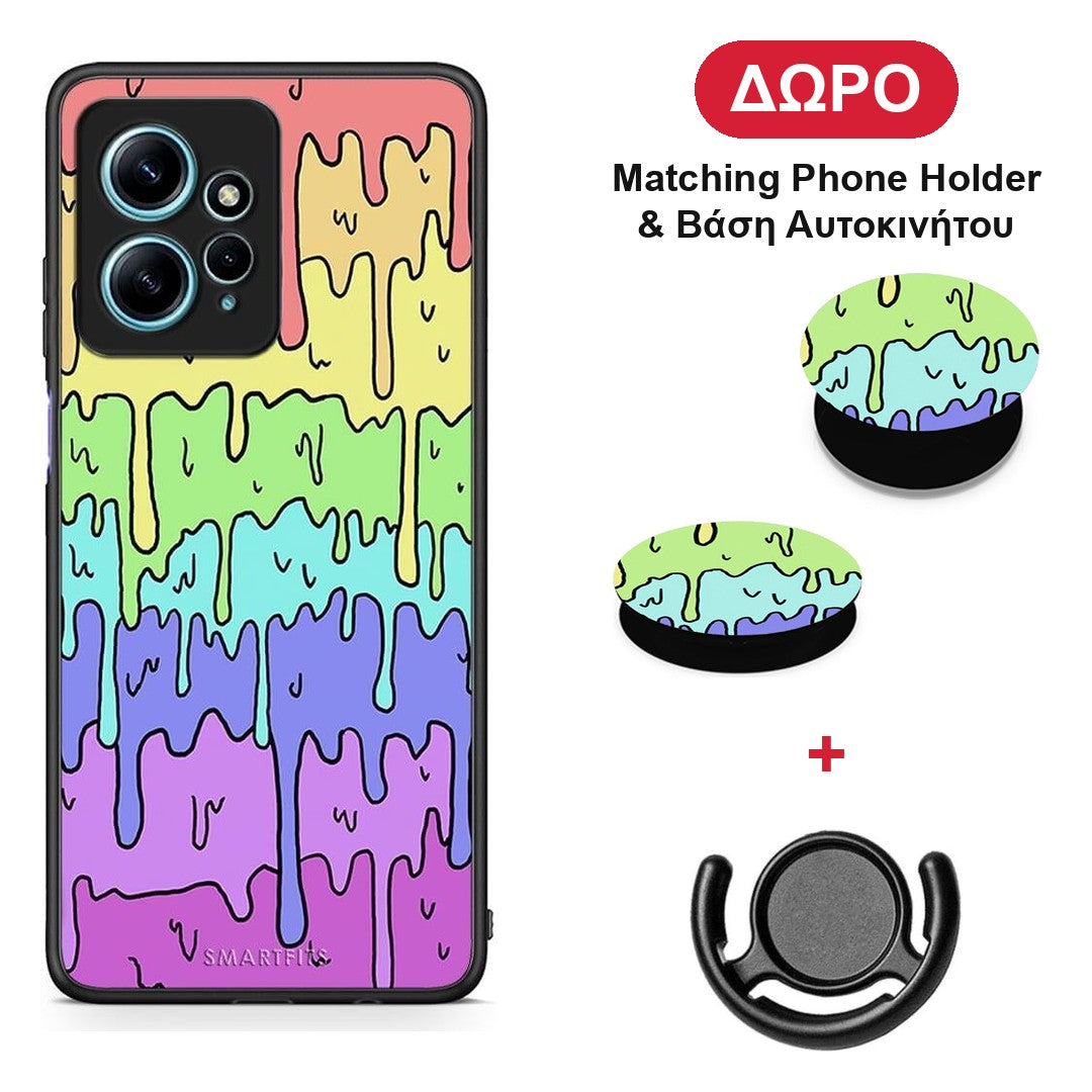 Melting Rainbow - Xiaomi Redmi Note 12 4G θήκη + Δώρο Phone Holder & Βάση Αυτοκινήτου