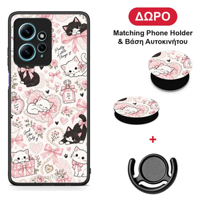 Pink Bows and Kittens Collage - Xiaomi Redmi Note 12 4G θήκη + Δώρο Phone Holder & Βάση Αυτοκινήτου