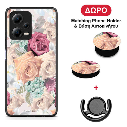 Floral Bouquet - Xiaomi Redmi Note 12 5G θήκη + Δώρο Phone Holder & Βάση Αυτοκινήτου