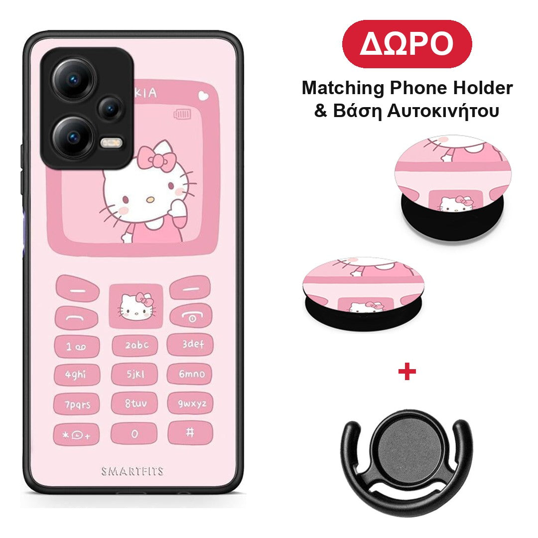 Hello Kitten - Xiaomi Redmi Note 12 5G θήκη + Δώρο Phone Holder & Βάση Αυτοκινήτου