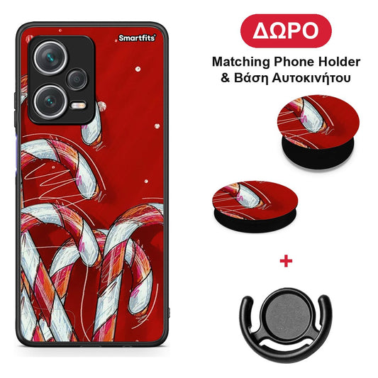 Candy Cane - Xiaomi Redmi Note 12 Pro+ / 12 Pro Discovery θήκη + Δώρο Phone Holder & Βάση Αυτοκινήτου