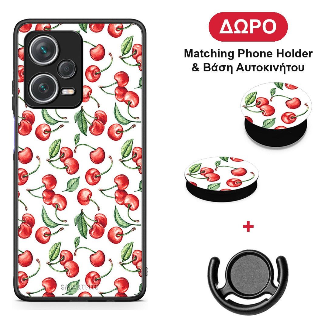 Cherry Summer - Xiaomi Redmi Note 12 Pro+ / 12 Pro Discovery θήκη + Δώρο Phone Holder & Βάση Αυτοκινήτου