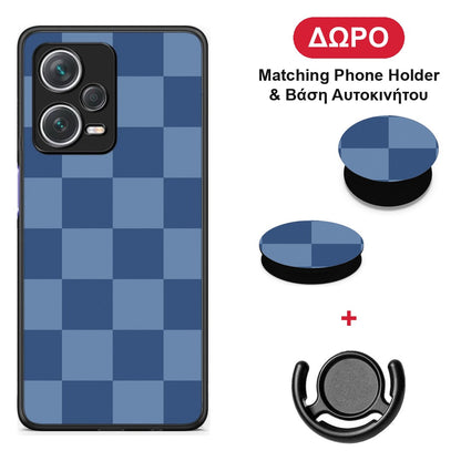 Denim Blue Checkerboard - Xiaomi Redmi Note 12 Pro+ / 12 Pro Discovery θήκη + Δώρο Phone Holder & Βάση Αυτοκινήτου