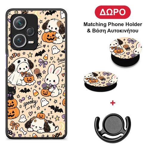 Halloween Puppies and Friends on Cream - Xiaomi Redmi Note 12 Pro+ / 12 Pro Discovery θήκη + Δώρο Phone Holder & Βάση Αυτοκινήτου