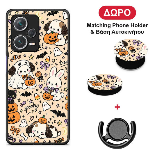 Halloween Puppies and Friends on Cream - Xiaomi Redmi Note 12 Pro+ / 12 Pro Discovery θήκη + Δώρο Phone Holder & Βάση Αυτοκινήτου