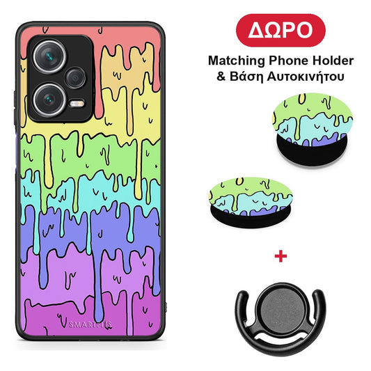 Melting Rainbow - Xiaomi Redmi Note 12 Pro+ / 12 Pro Discovery θήκη + Δώρο Phone Holder & Βάση Αυτοκινήτου