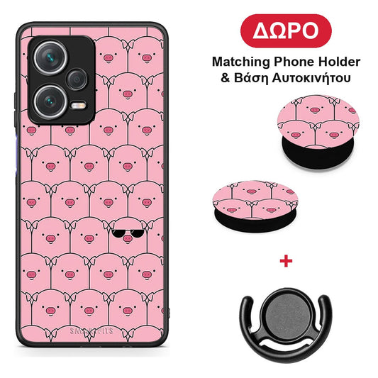 Pig Glasses - Xiaomi Redmi Note 12 Pro+ / 12 Pro Discovery θήκη + Δώρο Phone Holder & Βάση Αυτοκινήτου