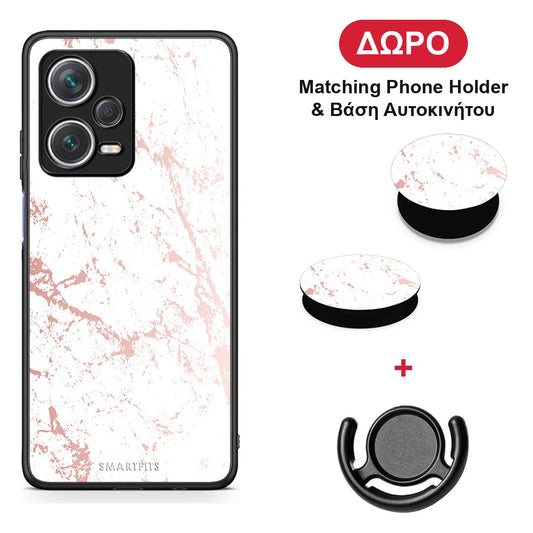 Marble Pink Splash - Xiaomi Redmi Note 12 Pro+ / 12 Pro Discovery θήκη + Δώρο Phone Holder & Βάση Αυτοκινήτου