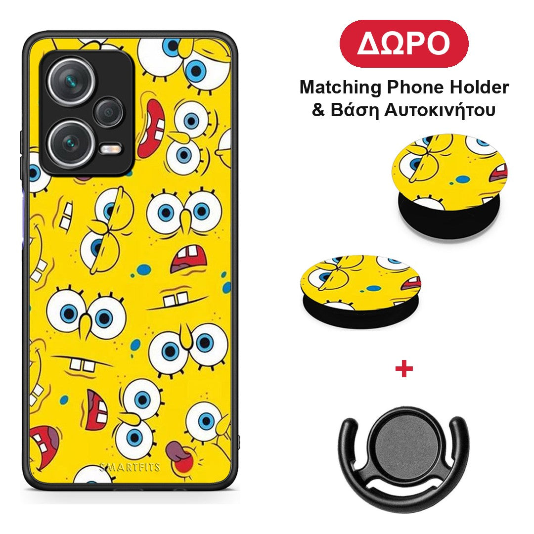 PopArt Sponge - Xiaomi Redmi Note 12 Pro+ / 12 Pro Discovery θήκη + Δώρο Phone Holder & Βάση Αυτοκινήτου