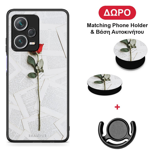 Red Rose - Xiaomi Redmi Note 12 Pro+ / 12 Pro Discovery θήκη + Δώρο Phone Holder & Βάση Αυτοκινήτου