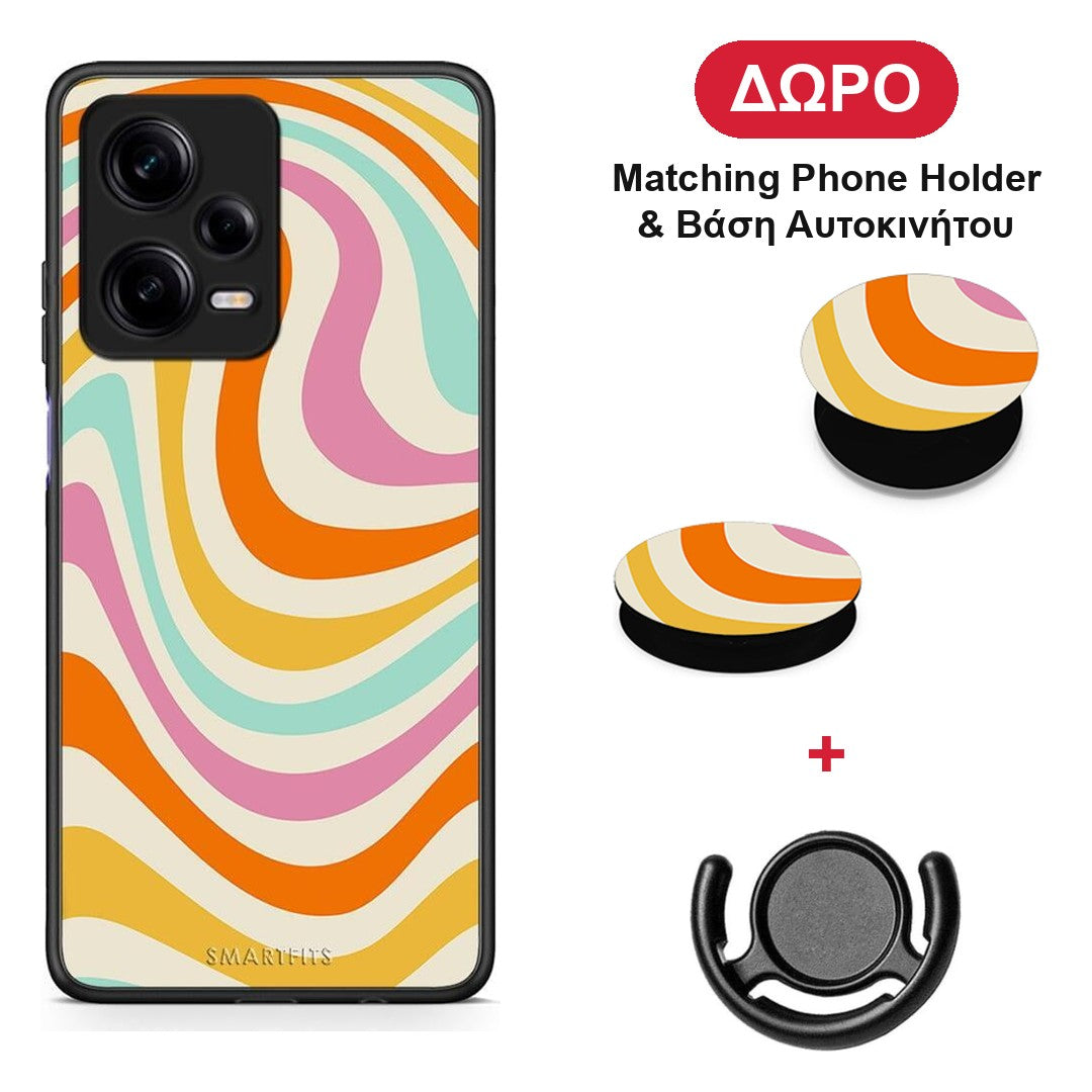 Colourful Waves - Xiaomi Redmi Note 12 Pro 5G θήκη + Δώρο Phone Holder & Βάση Αυτοκινήτου
