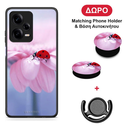 Ladybug Flower - Xiaomi Redmi Note 12 Pro 5G θήκη + Δώρο Phone Holder & Βάση Αυτοκινήτου