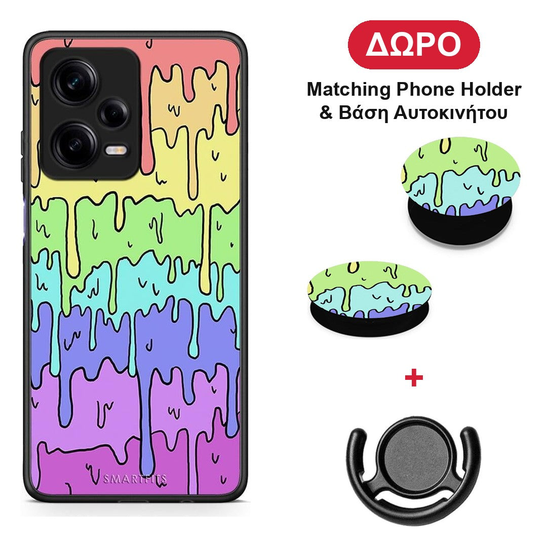 Melting Rainbow - Xiaomi Redmi Note 12 Pro 5G θήκη + Δώρο Phone Holder & Βάση Αυτοκινήτου