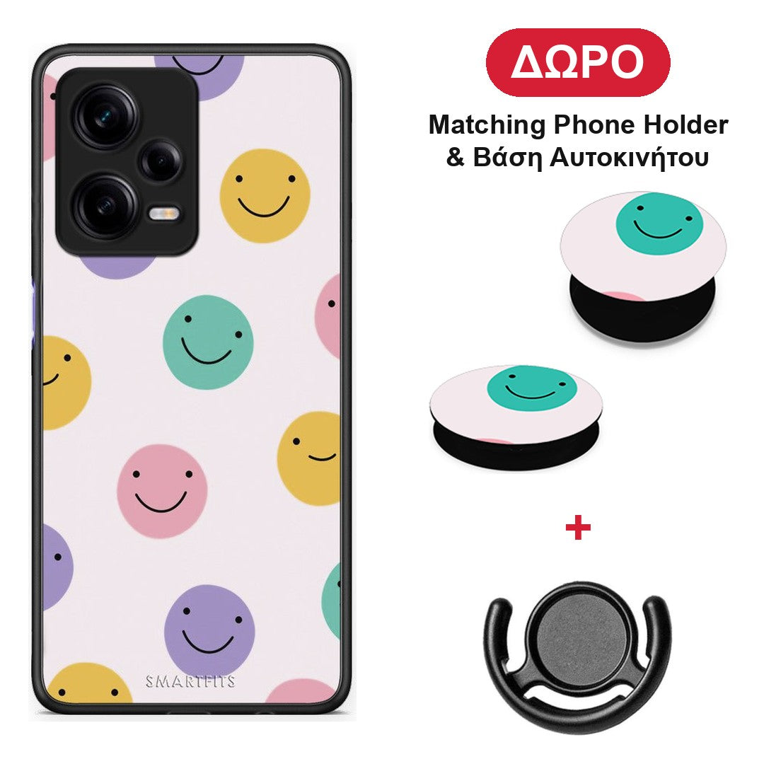 Smiley Faces - Xiaomi Redmi Note 12 Pro 5G θήκη + Δώρο Phone Holder & Βάση Αυτοκινήτου
