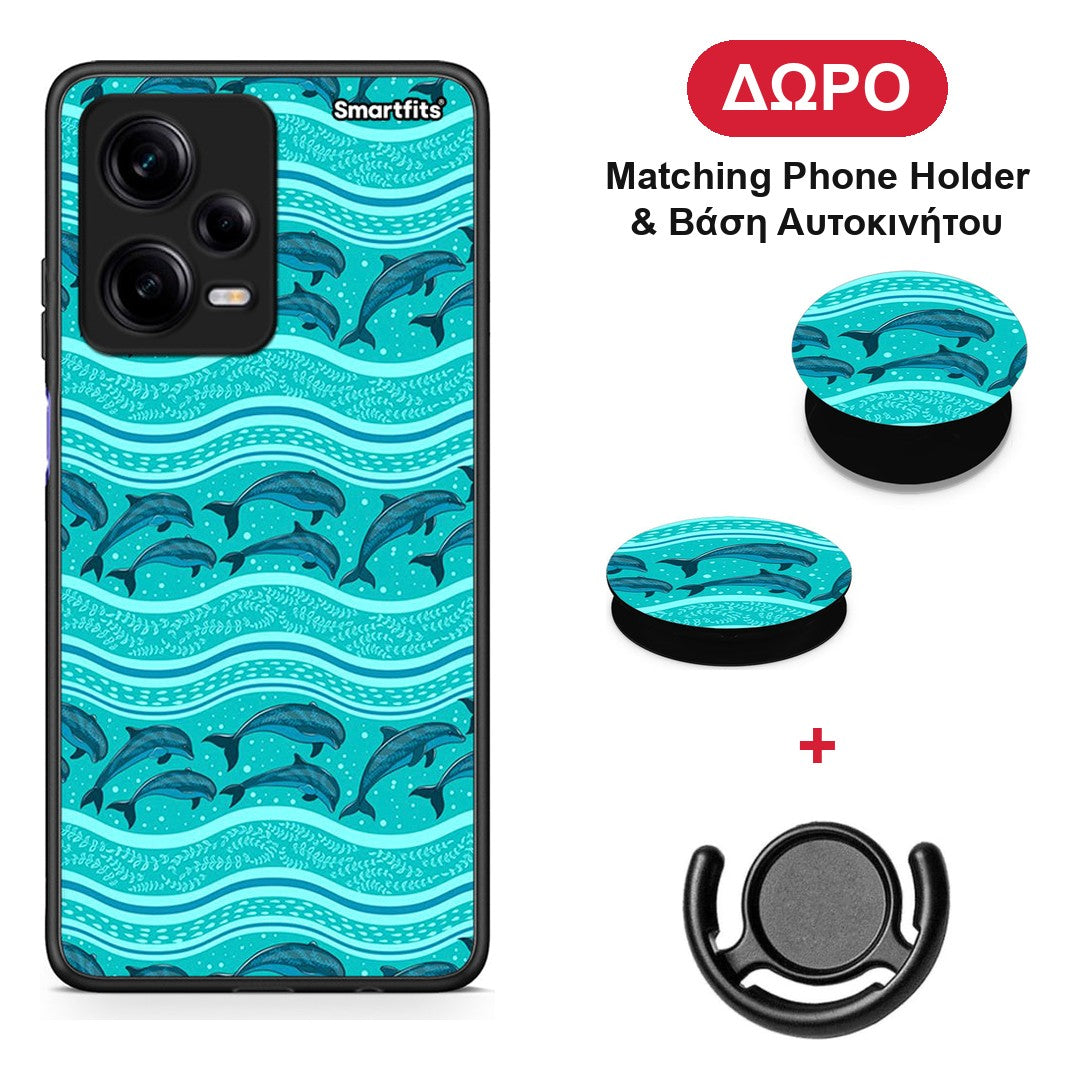 Swimming Dolphins - Xiaomi Redmi Note 12 Pro 5G θήκη + Δώρο Phone Holder & Βάση Αυτοκινήτου