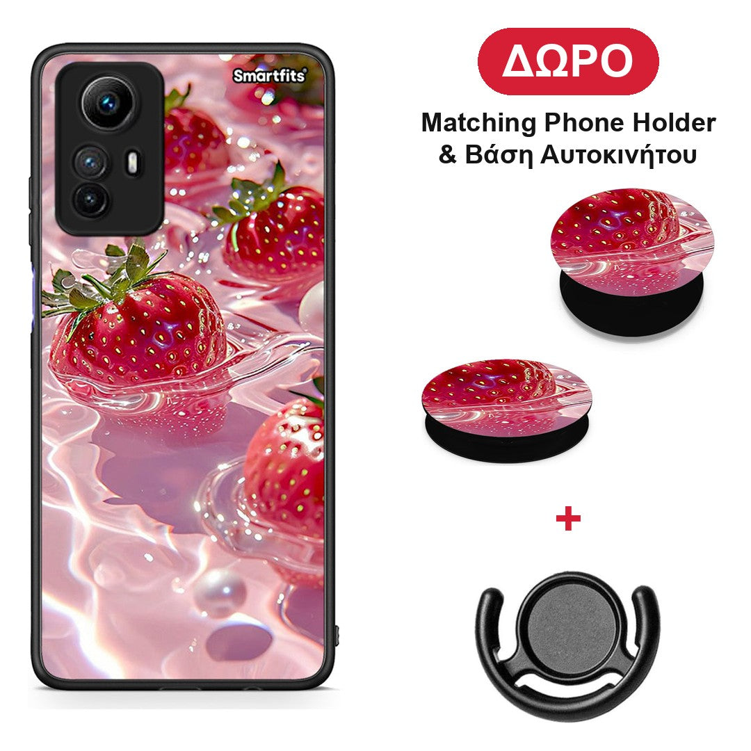 Juicy Strawberries - Xiaomi Redmi Note 12S θήκη + Δώρο Phone Holder & Βάση Αυτοκινήτου
