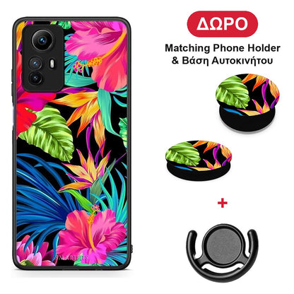 Tropical Flowers - Xiaomi Redmi Note 12S θήκη + Δώρο Phone Holder & Βάση Αυτοκινήτου