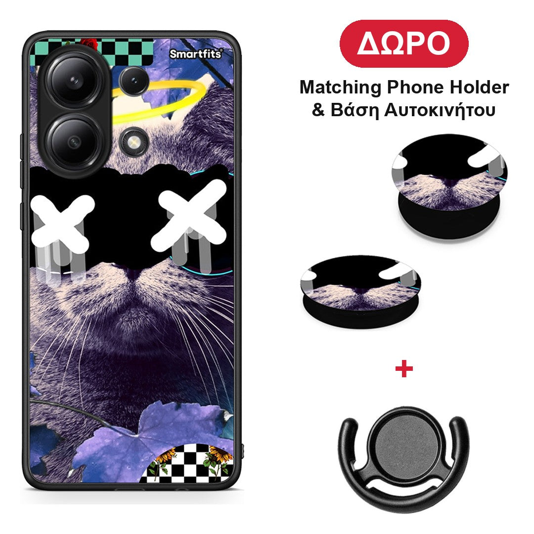 Cat Collage - Xiaomi Redmi Note 13 4G θήκη + Δώρο Phone Holder & Βάση Αυτοκινήτου