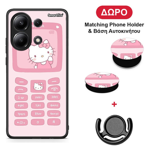 Hello Kitten - Xiaomi Redmi Note 13 4G θήκη + Δώρο Phone Holder & Βάση Αυτοκινήτου
