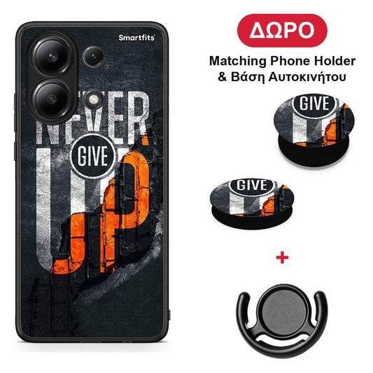 Never Give Up - Xiaomi Redmi Note 13 4G θήκη + Δώρο Phone Holder & Βάση Αυτοκινήτου