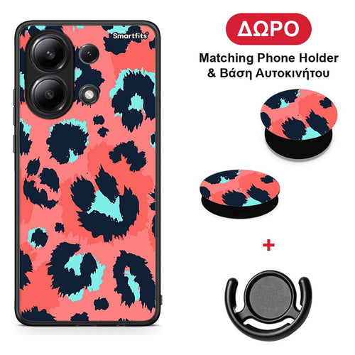 Animal Pink Leopard - Xiaomi Redmi Note 13 4G θήκη + Δώρο Phone Holder & Βάση Αυτοκινήτου