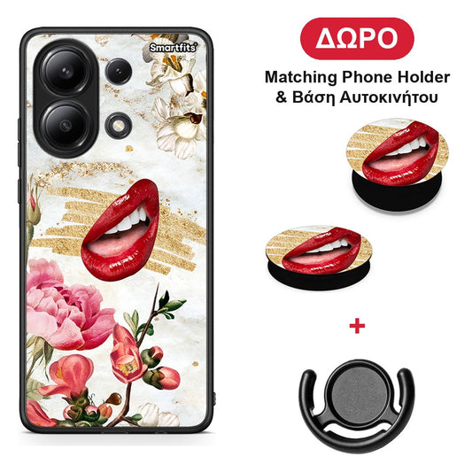 Red Lips - Xiaomi Redmi Note 13 4G θήκη + Δώρο Phone Holder & Βάση Αυτοκινήτου