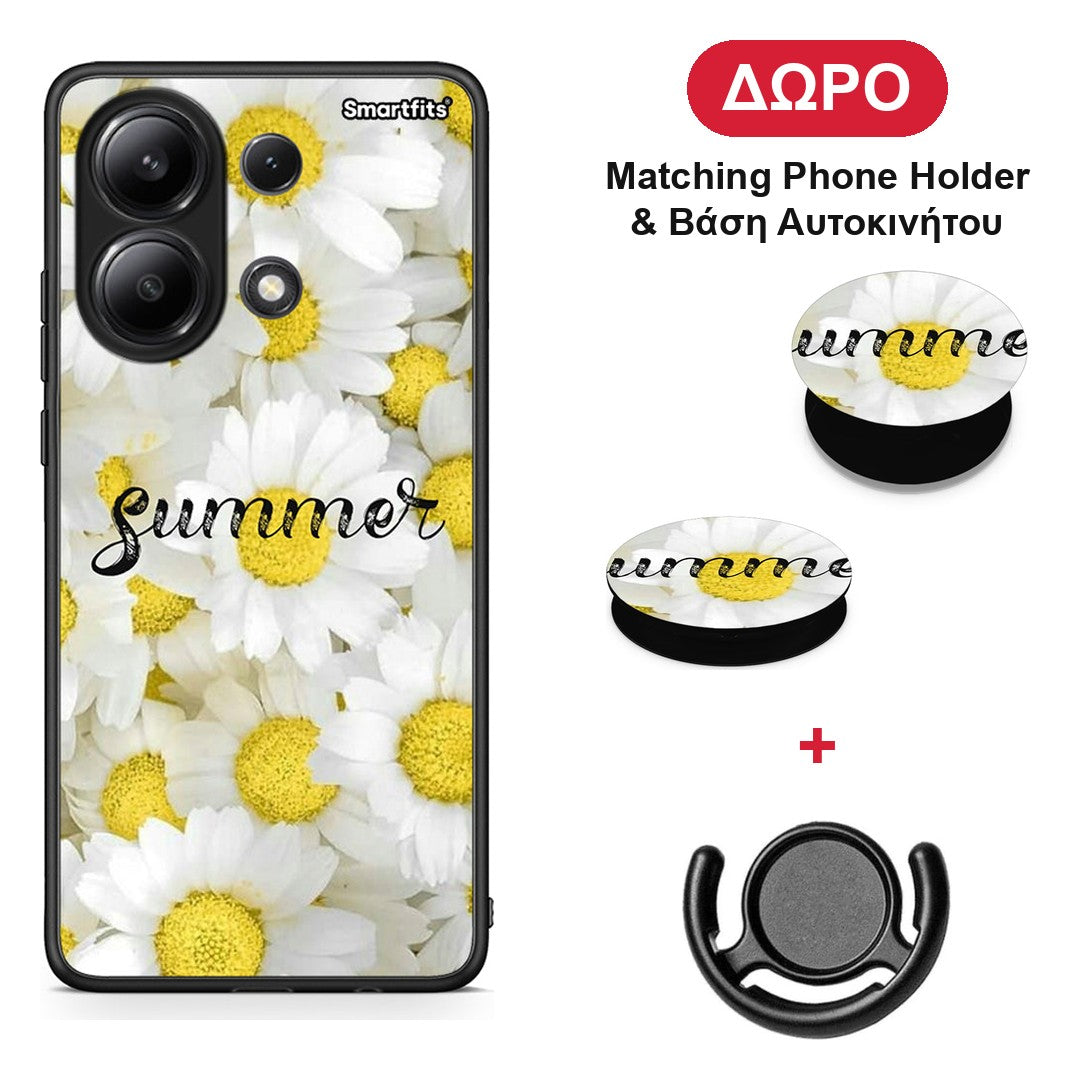 Summer Daisies - Xiaomi Redmi Note 13 4G θήκη + Δώρο Phone Holder & Βάση Αυτοκινήτου
